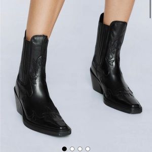 Leather Ankle Western Boot